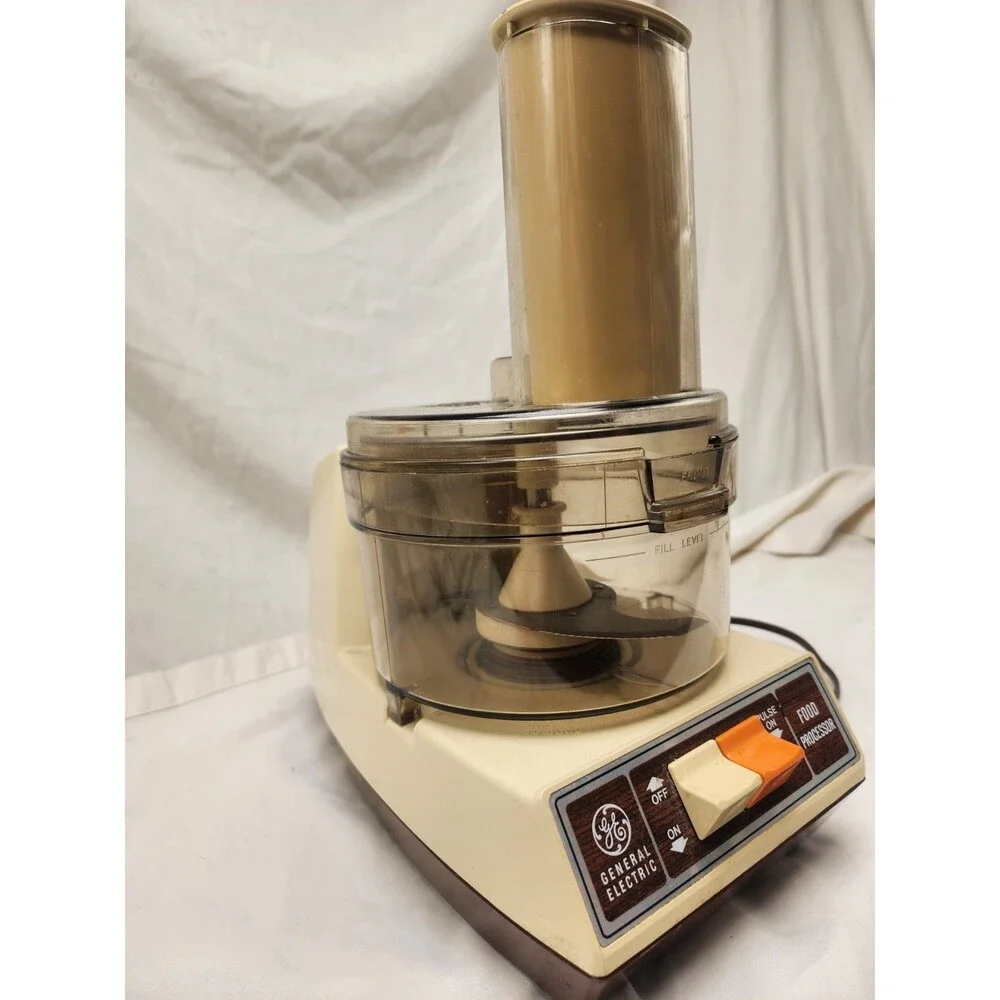 Vintage GE Food Processer General Electric D2FP4200 Woodgrain 1970s Tested